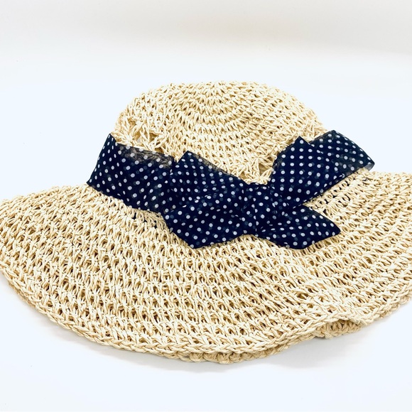 Eve Shulman • Little Girl’s Polka Dot Banded Paper Straw Hat 2T-5T - Picture 1 of 14